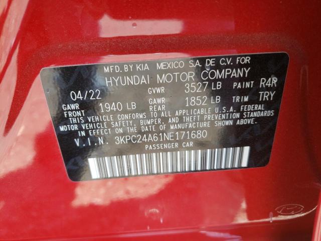 Photo 10 from auction – 2022 HYUNDAI ACCENT SE with VIN 3KPC24A61NE171680