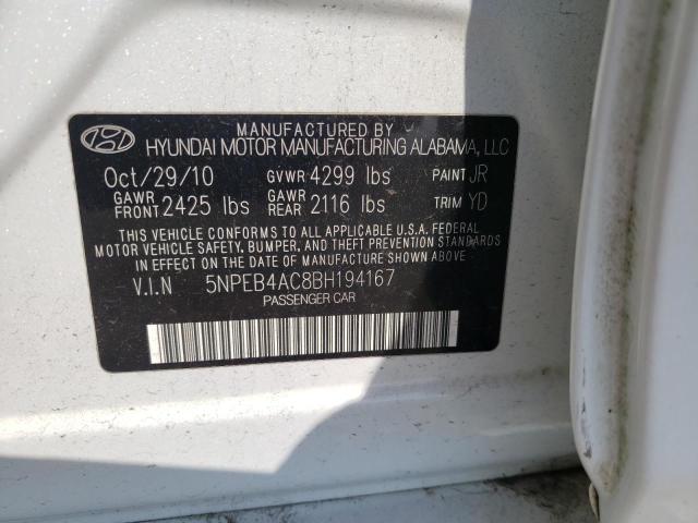 Photo 10 from auction – 2011 HYUNDAI SONATA GLS with VIN 5NPEB4AC8BH194167