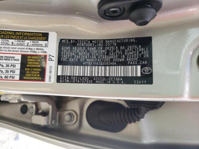 Photo 10 from auction – 2016 TOYOTA CAMRY LE with VIN 4T1BF1FK1GU592464
