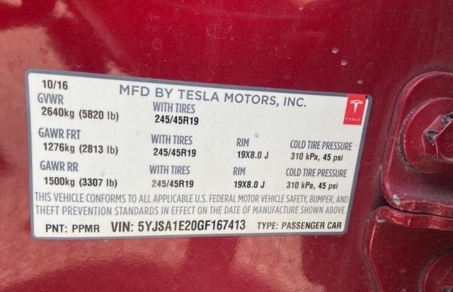 Photo 10 from auction – 2016 TESLA MODEL S with VIN 5YJSA1E20GF167413