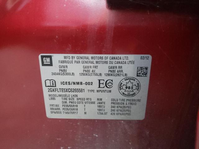 Photo 10 from auction – 2012 GMC TERRAIN SL with VIN 2GKFLTE5XC6265581