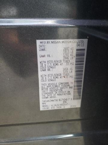 Photo 10 from auction – 2013 NISSAN PATHFINDER with VIN 5N1AR2MN7DC670673