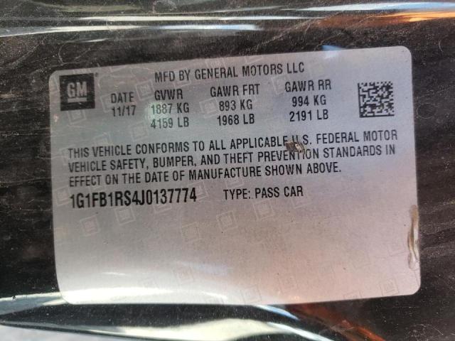Photo 10 from auction – 2018 CHEVROLET CAMARO LT with VIN 1G1FB1RS4J0137774