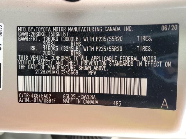 Photo 10 from auction – 2020 LEXUS RX 350 with VIN 2T2HZMDAXLC245669
