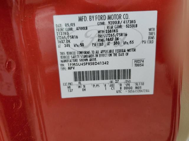 Photo 10 from auction – 2005 FORD EXCURSION with VIN 1FMSU45PX5ED41342