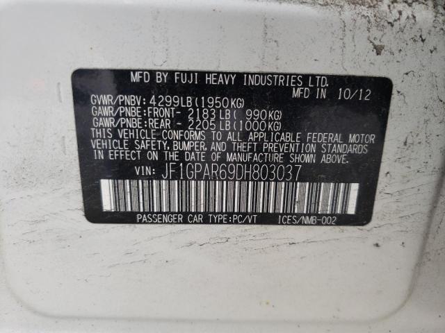 Photo 10 from auction – 2013 SUBARU IMPREZA SP with VIN JF1GPAR69DH803037