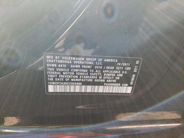 Photo 10 from auction – 2012 VOLKSWAGEN PASSAT SEL with VIN 1VWCP7A30CC022865