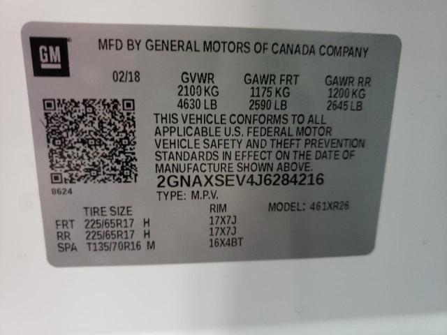 Photo 10 from auction – 2018 CHEVROLET EQUINOX LT with VIN 2GNAXSEV4J6284216
