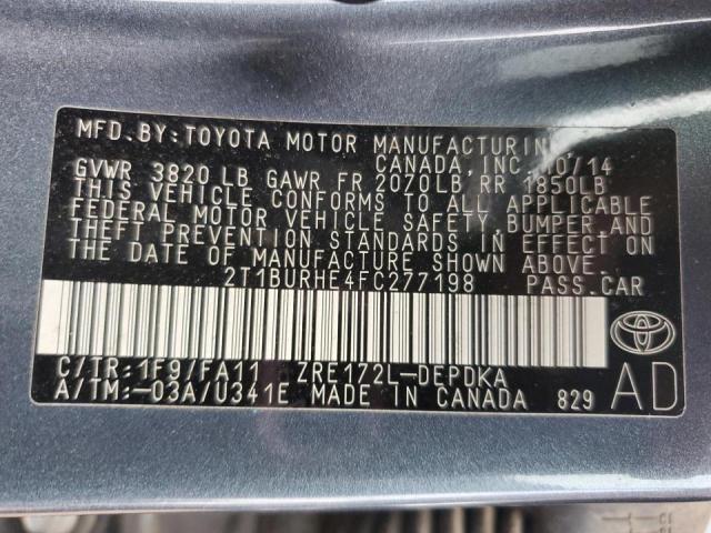Photo 10 from auction – 2015 TOYOTA COROLLA L with VIN 2T1BURHE4FC277198