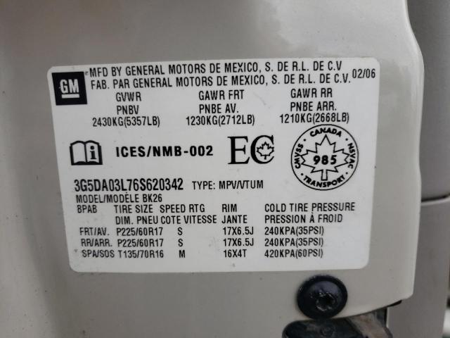 Photo 10 from auction – 2006 BUICK RENDEZVOUS with VIN 3G5DA03L76S620342