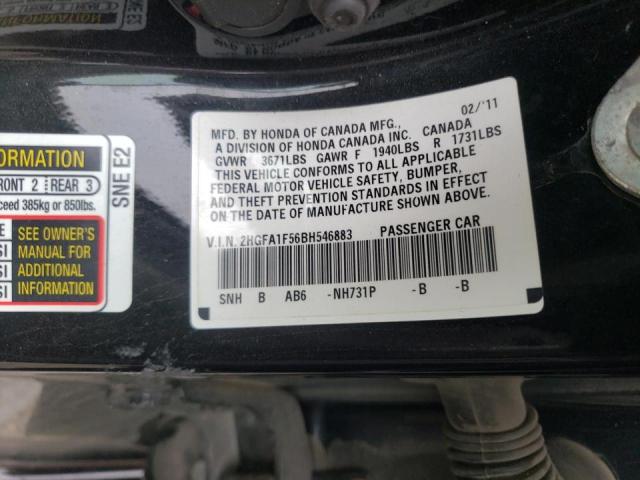 Photo 10 from auction – 2011 HONDA CIVIC LX with VIN 2HGFA1F56BH546883