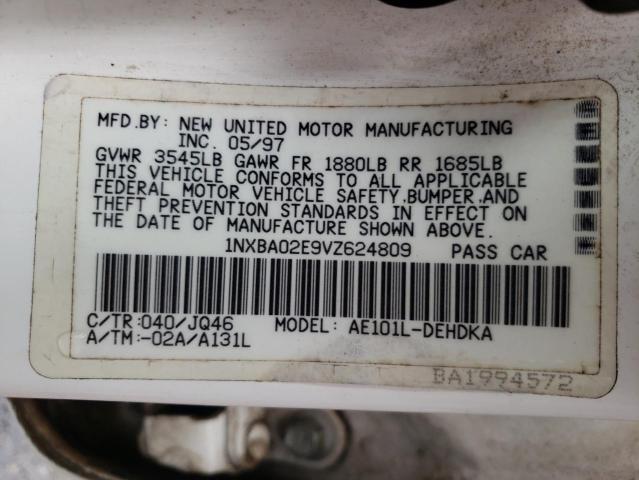 Photo 10 from auction – 1997 TOYOTA COROLLA BA with VIN 1NXBA02E9VZ624809