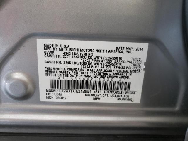 Photo 10 from auction – 2014 MITSUBISHI OUTLANDER with VIN 4A4AR4AU0EE029147