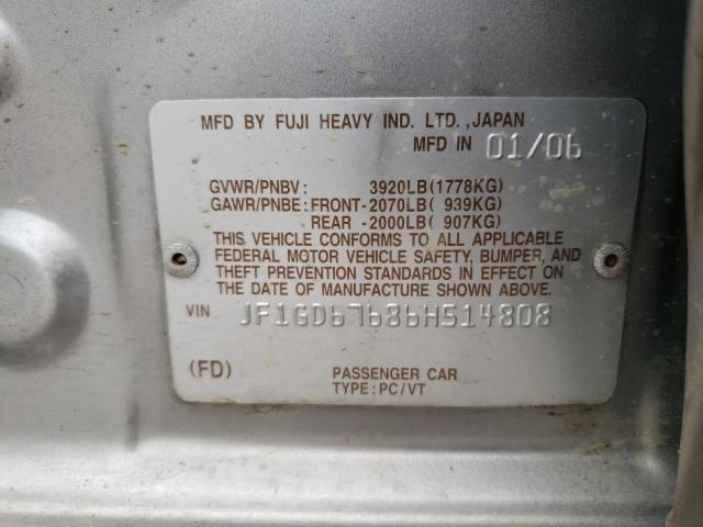 صورة رقم 10 من المزاد - 2006 SUBARU IMPREZA 2. مع VIN JF1GD67686H514808