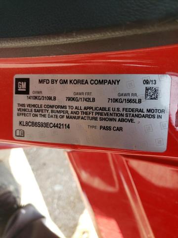 Photo 10 from auction – 2014 CHEVROLET SPARK LS with VIN KL8CB6S93EC442114
