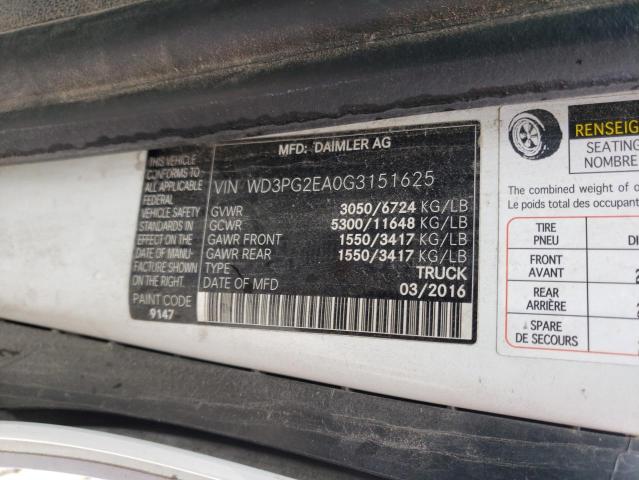 Photo 10 from auction – 2016 MERCEDES-BENZ METRIS with VIN WD3PG2EA0G3151625