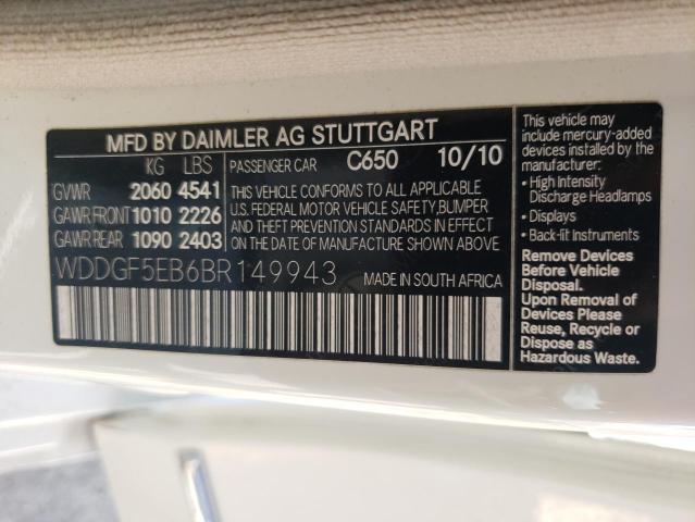 Photo 10 from auction – 2011 MERCEDES-BENZ C 300 with VIN WDDGF5EB6BR149943