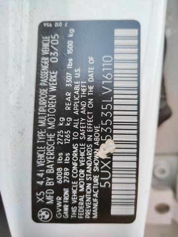 Photo 10 from auction – 2005 BMW X5 4.4I with VIN 5UXFB53535LV16110