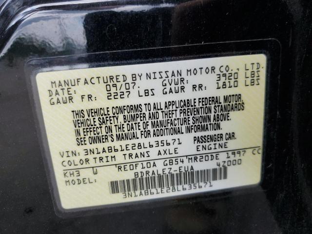 Photo 10 from auction – 2008 NISSAN SENTRA with VIN 3N1AB61E28L635671