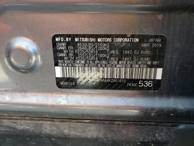 Photo 10 from auction – 2019 MITSUBISHI ECLIPSE CR with VIN JA4AT4AA4KZ045610