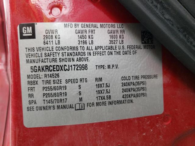 Photo 10 from auction – 2012 BUICK ENCLAVE with VIN 5GAKRCEDXCJ172998