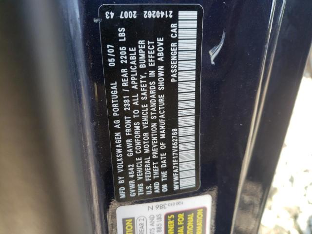Photo 10 from auction – 2007 VOLKSWAGEN EOS 2.0T L with VIN WVWFA71F17V052768