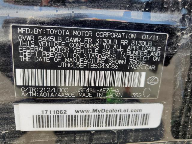Photo 10 from auction – 2011 LEXUS LS 460L with VIN JTHGL5EF1B5043086