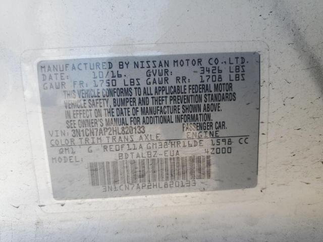Photo 10 from auction – 2017 NISSAN VERSA S with VIN 3N1CN7AP2HL820133