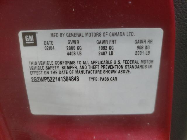 Photo 10 from auction – 2004 PONTIAC GRAND PRIX with VIN 2G2WP522141304843
