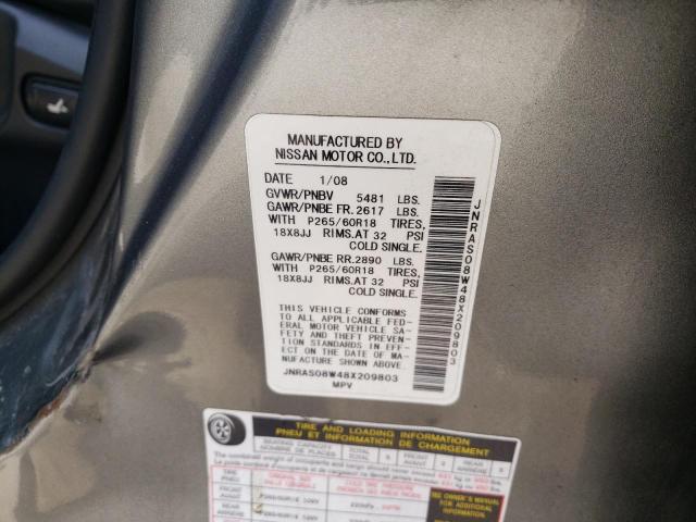 Photo 10 from auction – 2008 INFINITI FX35 with VIN JNRAS08W48X209803
