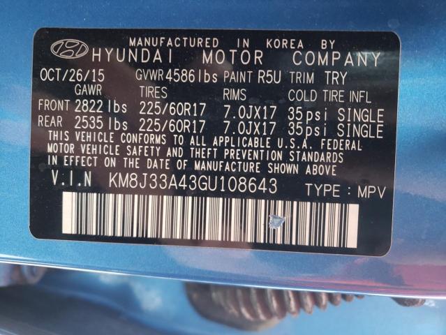 Photo 10 from auction – 2016 HYUNDAI TUCSON LIM with VIN KM8J33A43GU108643