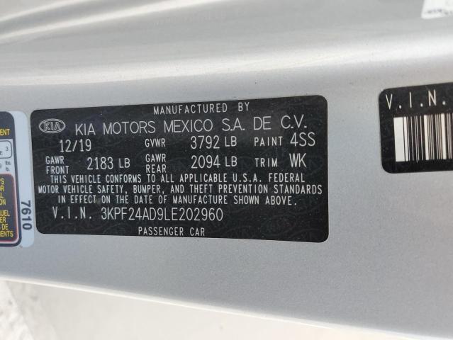 Photo 10 from auction – 2020 KIA FORTE FE with VIN 3KPF24AD9LE202960