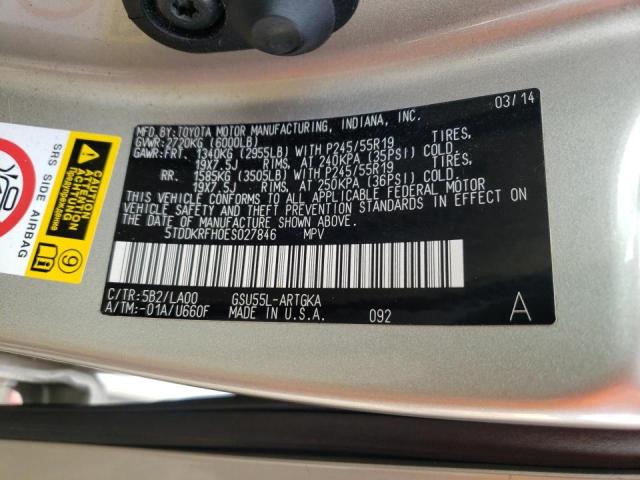 Photo 10 from auction – 2014 TOYOTA HIGHLANDER with VIN 5TDDKRFH0ES027846
