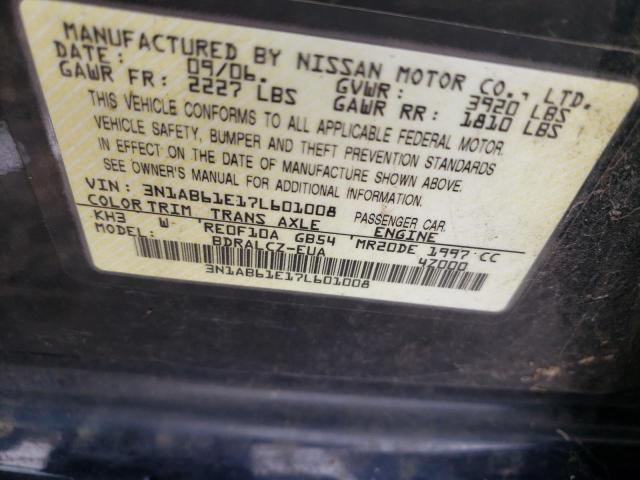 Photo 10 from auction – 2007 NISSAN SENTRA 2.0 with VIN 3N1AB61E17L601008