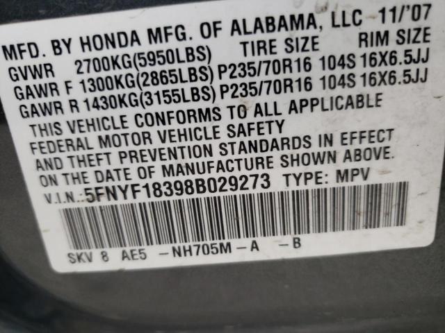 Photo 10 from auction – 2008 HONDA PILOT EX with VIN 5FNYF18398B029273
