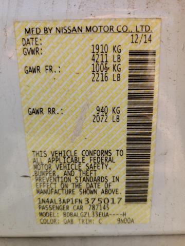 Photo 10 from auction – 2015 NISSAN ALTIMA 2.5 with VIN 1N4AL3AP1FN375017
