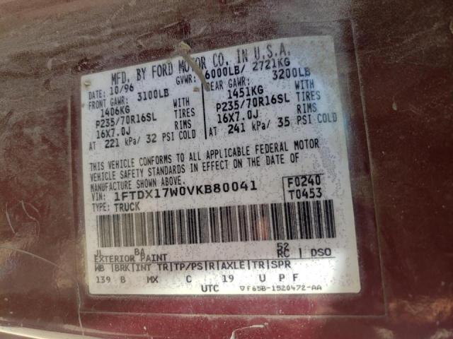 Photo 10 from auction – 1997 FORD F150 with VIN 1FTDX17W0VKB80041