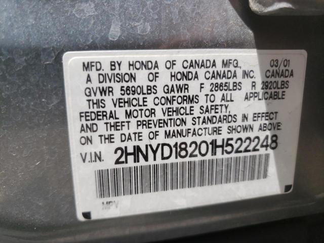 Photo 10 from auction – 2001 ACURA MDX with VIN 2HNYD18201H522248