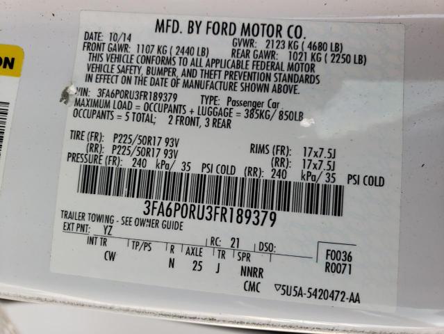 Photo 10 from auction – 2015 FORD FUSION TIT with VIN 3FA6P0RU3FR189379