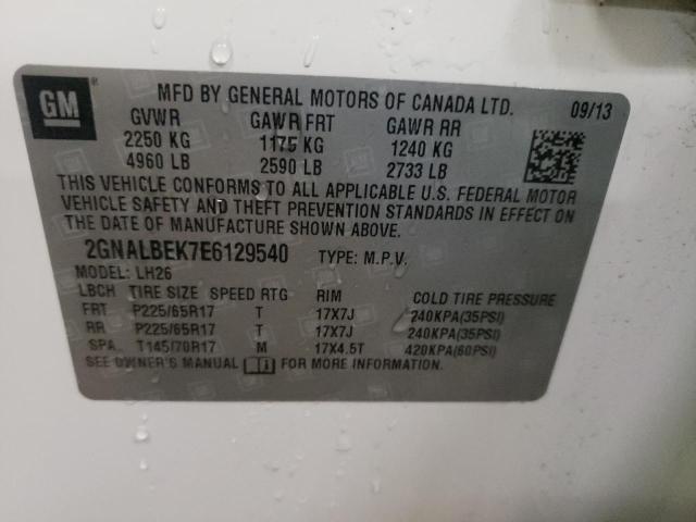 Photo 10 from auction – 2014 CHEVROLET EQUINOX LT with VIN 2GNALBEK7E6129540