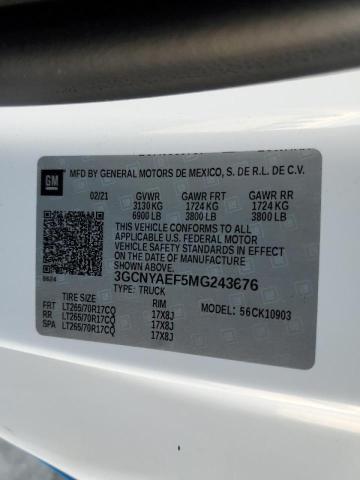 Photo 10 from auction – 2021 CHEVROLET SILVERADO with VIN 3GCNYAEF5MG243676