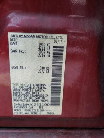 Photo 10 from auction – 2015 NISSAN ALTIMA 2.5 with VIN 1N4AL3APXFC251100