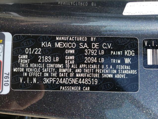 Photo 10 from auction – 2022 KIA FORTE FE with VIN 3KPF24AD5NE448519