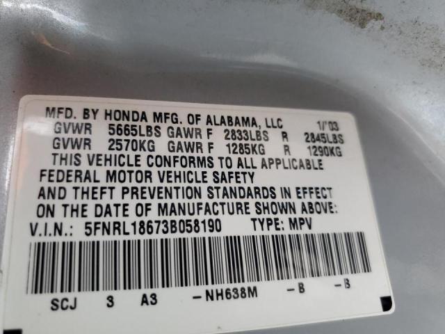 Photo 10 from auction – 2003 HONDA ODYSSEY EX with VIN 5FNRL18673B058190