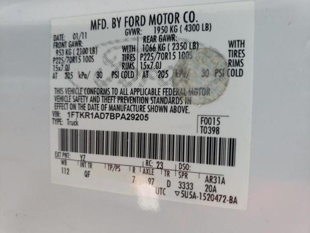 Photo 10 from auction – 2011 FORD RANGER with VIN 1FTKR1AD7BPA29205