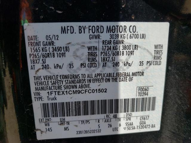 Photo 10 from auction – 2012 FORD F150 SUPER with VIN 1FTEX1CM9CFC01502