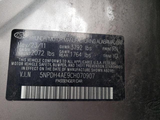 Photo 10 from auction – 2012 HYUNDAI ELANTRA GL with VIN 5NPDH4AE9CH070907