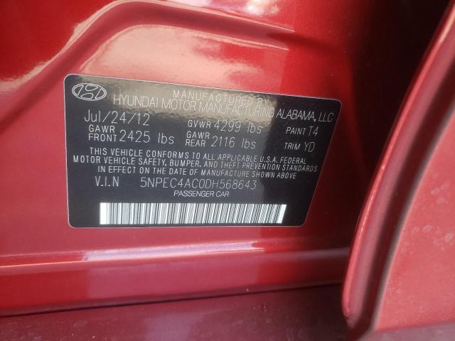 Photo 10 from auction – 2013 HYUNDAI SONATA SE with VIN 5NPEC4AC0DH568643