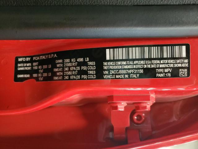Photo 10 from auction – 2017 JEEP RENEGADE L with VIN ZACCJBBB7HPF31156