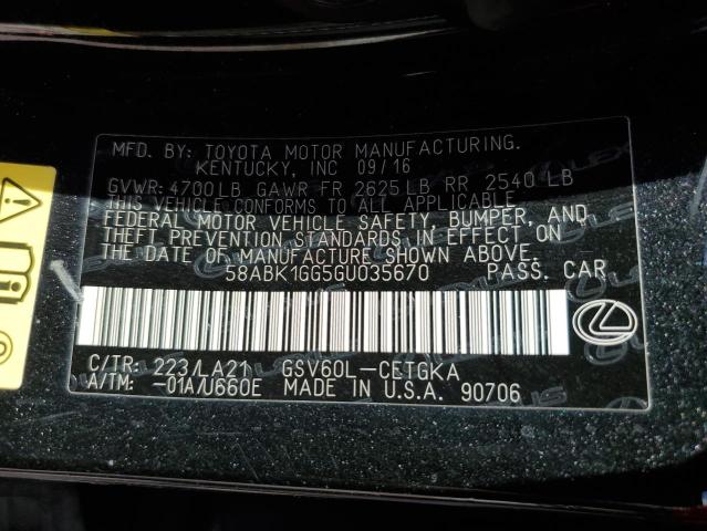 Photo 10 from auction – 2016 LEXUS ES 350 with VIN 58ABK1GG5GU035670